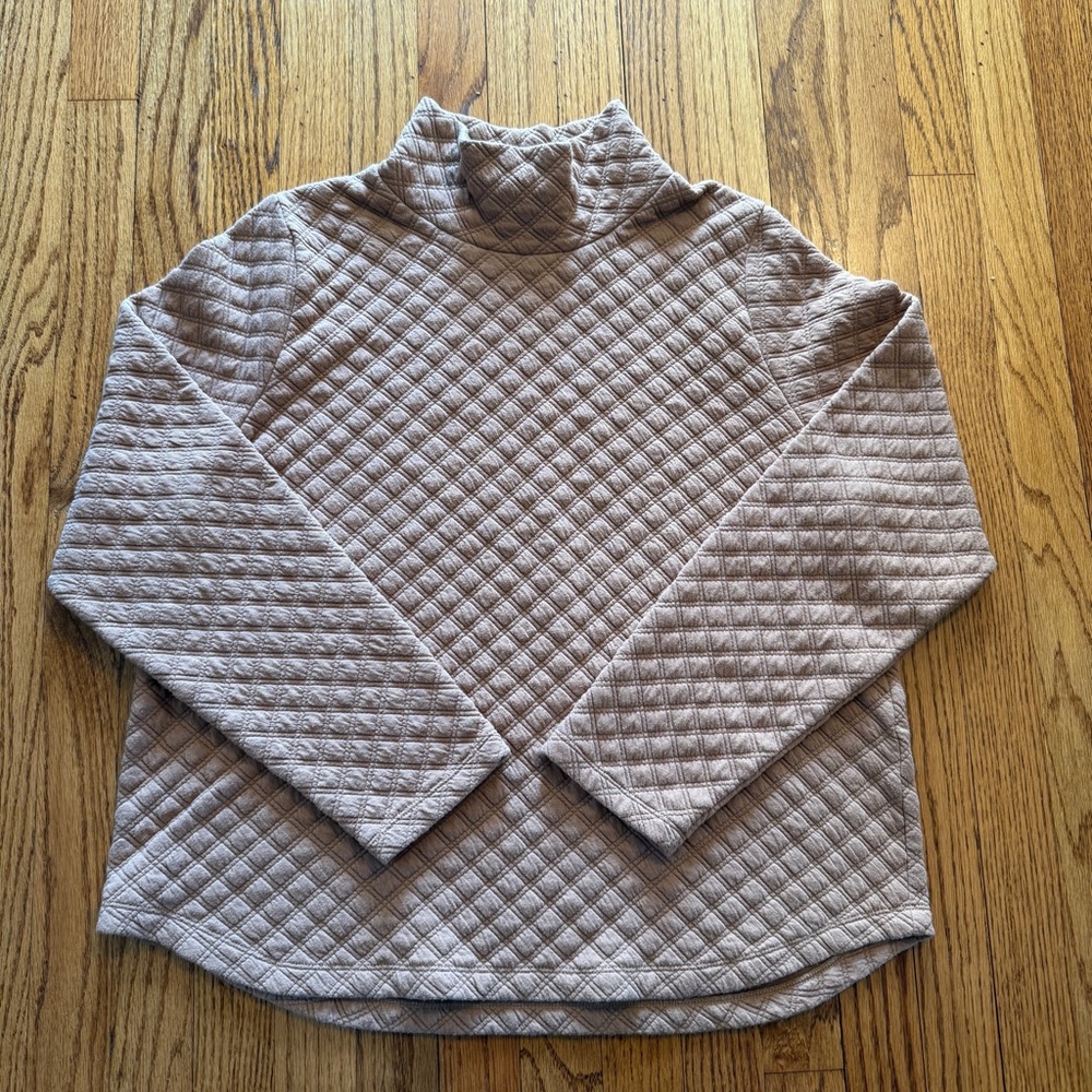 J. Crew Women's Quilted Camel Pullover Sweatshirt - size large - Picture 2 of 11
